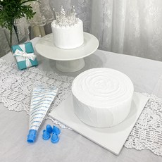 크림 클레이 케이크 모형 만들기 DIY 세트 브라이덜샤워 백일 환갑 파티 소품, 스티로폼(12x8)+크림클레이(50g)+케이크판
