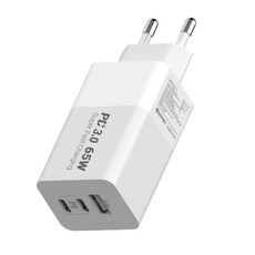 프라임큐 65W 초고속 PPS 3포트 PD3.0 가정용 충전기, 화이트, 1개