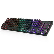 앱코 조약돌 레트로 키캡 축교환 레인보우 LED 게이밍 기계식 유선 키보드 적축, K840, 블랙, 일반형