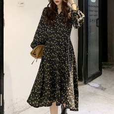 프릴소매 여성 롱원피스 플라워 하객패션