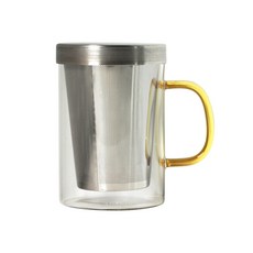 스텐 보르실리케이트 차망 티 머그컵 450ml, 옐로우, 1개