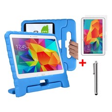 갤럭시탭4 10.1 에바폼 커버 케이스+액정필름+터치펜 SM-T530 T536 어드밴스 케이스나라 웅진북패드 북클럽 빨간펜 교원 구몬학습 카카오키즈탭 advanced, 블루