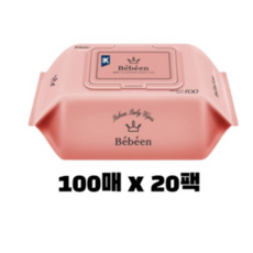 베베앙 저자극 시그니처 유아물티슈 캡형, 100매, 20팩