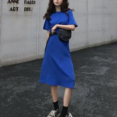 큐랑 여성용 폴리 롱 데일리 원피스
