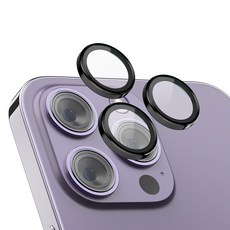 케이맥스 애플 아이폰 14 프로 프로맥스 플러스 호환 쉴드 휴대폰 강화유리 메탈 링 개별 카메라 렌즈 보호필름, 블랙