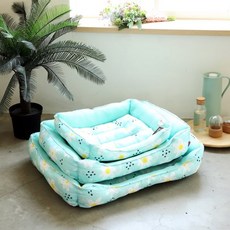 강아지 고양이 쿨매트 마약방석 여름방석 마약쿠션 - 매쉬 메쉬 린넨 쿨링, 쿨방석-민트 + 배변통