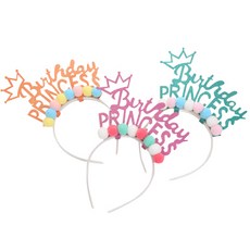 이자벨홈 글리터 폼폼 생일파티 머리띠 3종 세트, 1세트, 그린, 오렌지, 핑크