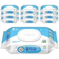 깨끗한나라 페퍼민트 물티슈 캡형, 70매, 10개