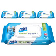 스카트 주방 식탁 전용 물티슈 40매, 4개