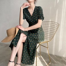 야오야오 그린 도트 땡땡이 원피스