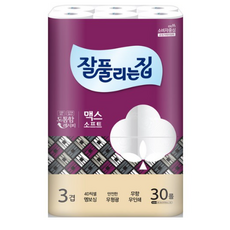 잘풀리는집 깨끗한 3겹 맥스 화장지 30m, 1팩, 30롤