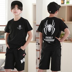 제이키드 주니어 스파이더카고반팔상하복 주니어의류 남아 여아 초등학생옷 청바지 면바지 상하복 티셔츠