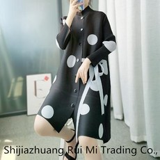 긴소매 주름 원피스 여성 트렌치 코트 2022 봄 가을 고급 패션 프린트 코트 FC2251