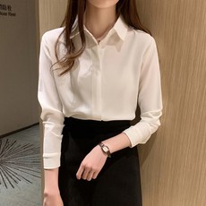 어썸풀 리지 카라 실키 무지 셔츠 블라우스