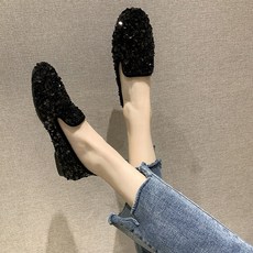나루니 여성슬립온 슬립온 반짝이 스팽글 플랫슈즈 단화 플랫슈즈 예쁜플랫슈즈 페미닌 1cm 1cm굽