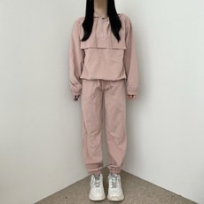 VANANA2 여성 데일리 캐주얼 후드 아노락 조거 팬츠 트레이닝복 투피스 세트