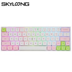 해피해킹 키캡 기계식 키보드 SKYLOONG SK64S SK64 Hot Swappable 게임용 RGB 백라이트 무선 Bluetooth ABS Keycaps WinMac 용, 없음, 없음, SK64 White Pink+Gateron Green