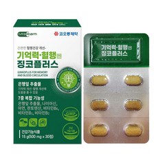 징코 플러스 여성 은행잎추출물 징코 효능 멀티 비타민 복합 기억력 혈행개선 영양제 추천 개별포장 은행잎 건강기능식품 식약처허가, 30정 1통 더하기몰 사은품증정