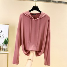 모달 얇은 후드 티셔츠