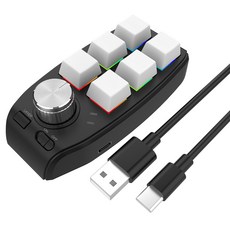 매크로키보드 단축키 프로그래밍 노브 게임 편집 키보드 RGB 매크로 게임용 키보드 유선 무선 키패드 기계식 레드 스위치 Windows용 핫 스왑 지원 6 키 1 볼륨 노브, 01=Wireless Black