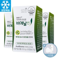 체지방 감소 김희선 락토 바실러스 가세리 bnr 17 비에날씬 다이어트 유산균 캡슐 정품 홈쇼핑 광고 방송 여성 남성 효능 추천 식약처 인정 비에날 비앤알 비엔알 비엔 날씬, 60캡슐, 3통