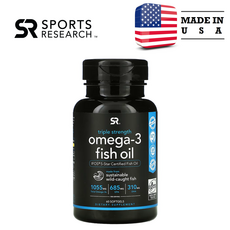 Sports Research 스포츠 리서치 오메가3 피쉬 오일 트리플 스트렝스 1 250mg 소프트젤 60정, 1개