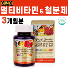 아이들이 좋아하는 철분제 3개월분량 아기철분제 아기철분 아이 어린이 초등학생 유아 청소년 철분제 젤리 추천 비타민 멀티비타민 종합비타민, 1병, 90정