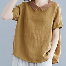 퀸앤조이 미녀77 빅사이즈 린넨혼방 컵소매 블라우스