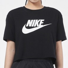 나이키 여성 반팔티 여름 면티 크롭 캐주얼 데일리 티셔츠 활용성이 좋은 상의 검정