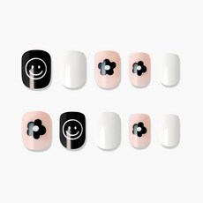 뮤즈마크 리유저블 네일팁 스마일 플라워 숏 스퀘어, 1세트