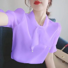 빌리즈빈 에러셀블라우스 봄 여성 리본 레이스 반팔 블라우스 T908