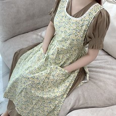 피오나 앞치마 코튼 롱 원피스앞치마 플로리스트 어린이집 교사 유치원 선생님 카페 네일샵 플라워앞치마, 퍼플