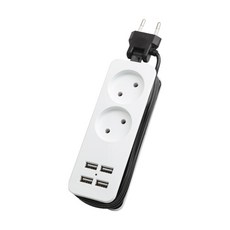 타워멀티탭 USB 1.5M 연장 케이블이 있는 EU 플매트 카펫 러그 전원 스트립 전기 소켓 콘센트 4usb 포트 충전기 휴대용 AC 다중 어댑터, [01] 1PC, [02] 2AC-Grey