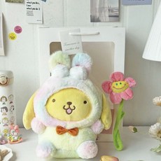 산리오 레인보우 인형 스마일꽃 꽃다발 기념일 생일 선물 세트, 레인보우 폼폼푸린