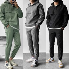 [S~4XL 빅사이즈] 남자 남성 후드 아노락 조거 트레이닝 세트 - 4color
