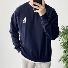 남자 오버핏 LA NY 자수 맨투맨 후드티