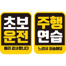 제제데코 초보운전 자동차 탈부착 자석 고휘도 반사 스티커 시트지 사각세로 L110 2종 세트, LC001, LC049, 1세트