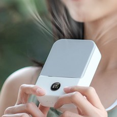 Zeresi 미니 무선 탁상용 손 넥밴드 선풍기, 화이트