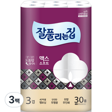 잘풀리는집 3겹 맥스소프트 화장지 30m, 3팩, 30롤