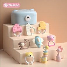 고려베이비 동물 딸랑이 치발기 세트 신상아 아기 백일 출산 준비 선물, 동물딸랑이 9종세트