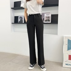 여성용 하이웨스트 투버튼 백 포인트 부츠컷 슬랙스