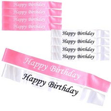 파티쇼 해피벌스데이 생일 어깨띠 2종 x 5p 세트, 핑크, 화이트, 1세트