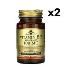Solgar Vitamin B2 (Riboflavin) 솔가 비타민 B2 (리보플라빈) 100mg 100정 2팩, 1개, 기본