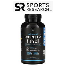 스포츠리서치 트리플 스트렝스 오메가-3 피쉬 오일 1250mg 소프트젤, 1개, 30정