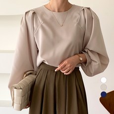 보에리에 여성용 퍼프 벌룬 블라우스