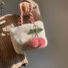 체리 봉제 가방 진주 체인 휴대용 어깨 가방