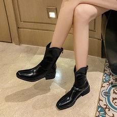 DHCX 패션부츠 가을 겨울 통굽 키높이 사각기질 부츠 자녀 캐주얼 미들부츠