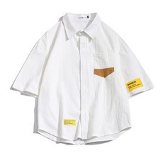 남성 셔츠 Japan style white short sleeve casual men