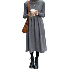 데이홀릭 반하이넥 골지 허리주름 니트원피스