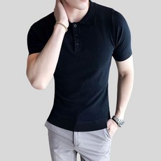 남자 어깨넓어보이는 머슬핏 반팔 헨리넥 니트 비보뉴 T184E129